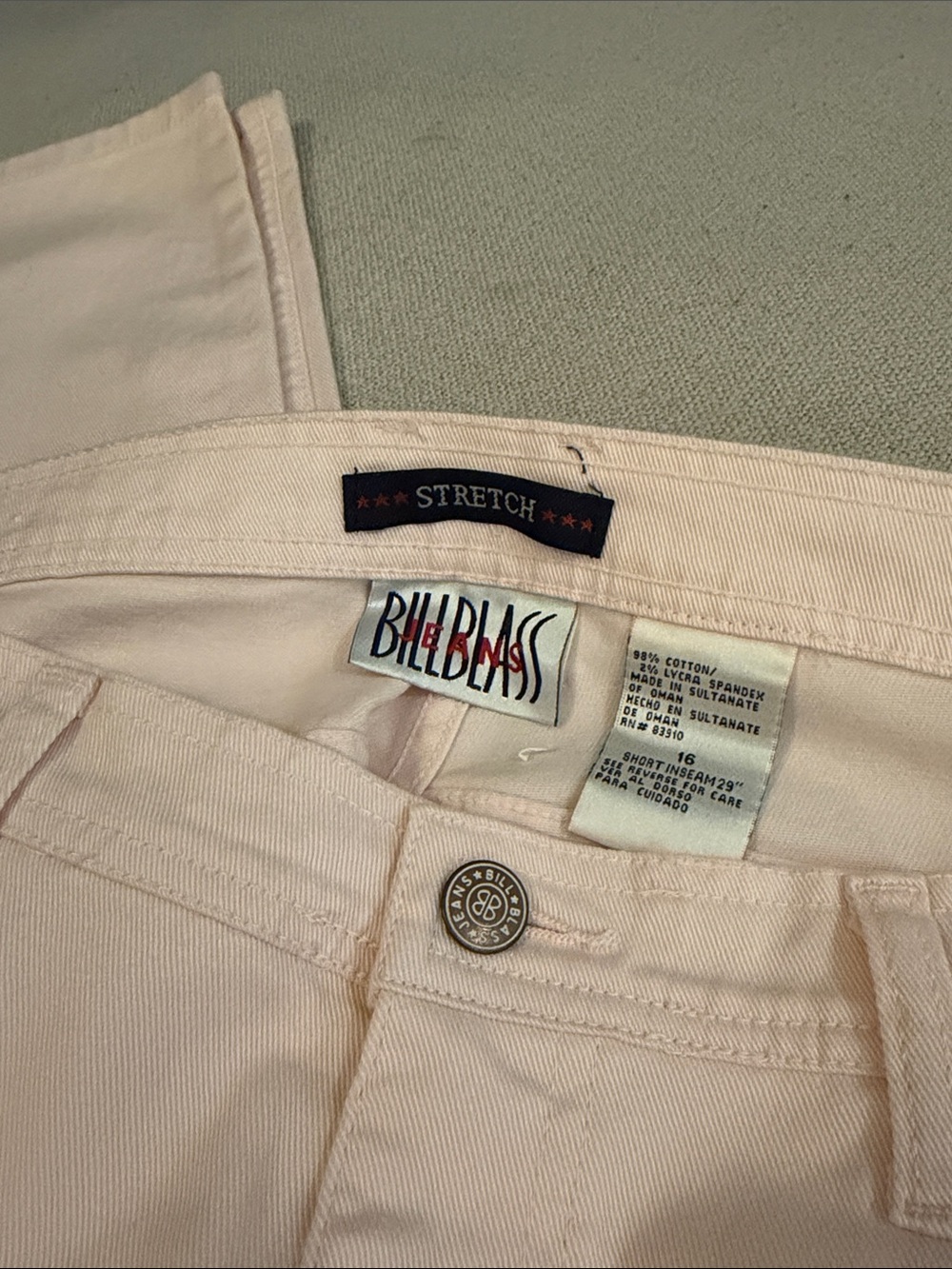 Bill Blass Pale Pink Stretch Pants Size 16 Women’s Jeans